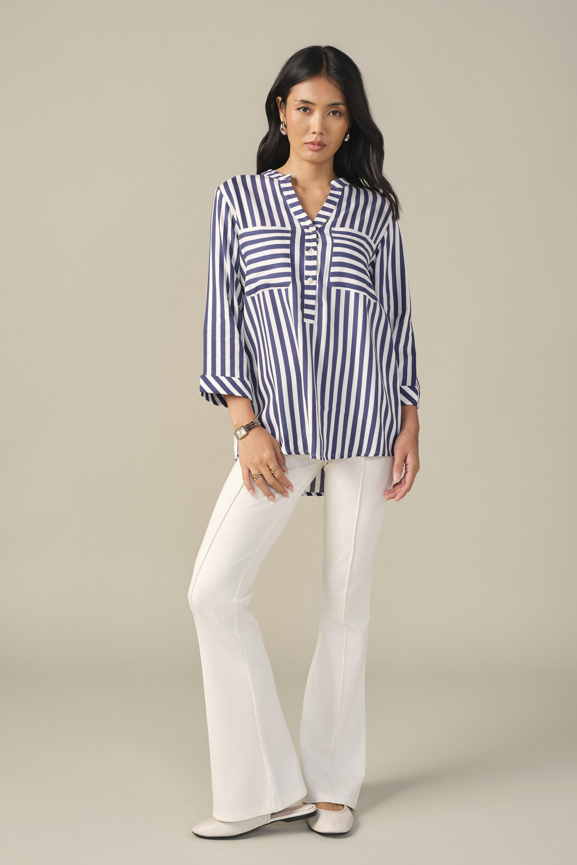 Striped Shirt in Navy, Blue, image 5